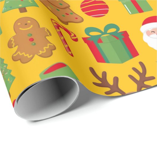Geel Kerstcadeau Alles Cadeaupapier (Rol Hoek)