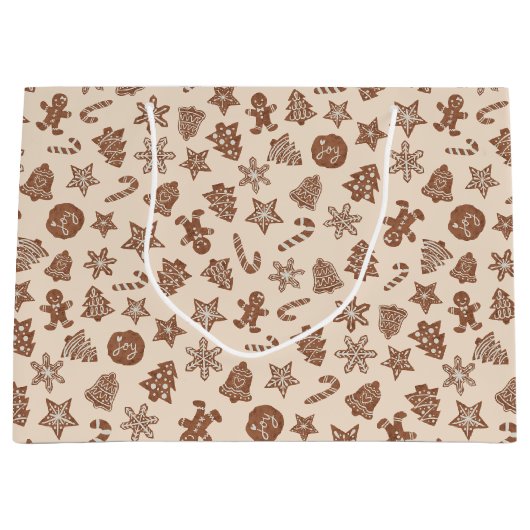 Geel Kerstkoekjes Patroon Groot Cadeauzakje (Voorkant)
