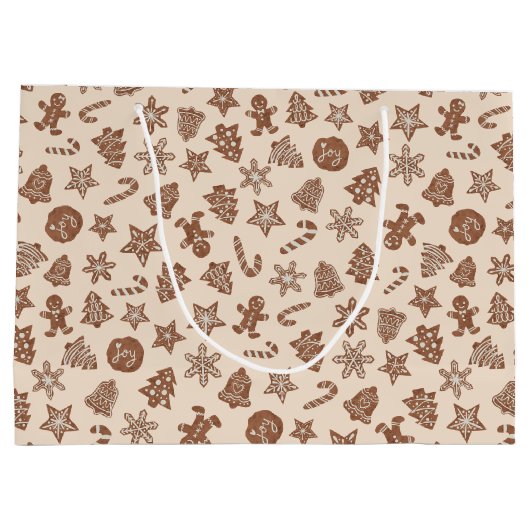 Geel Kerstkoekjes Patroon Groot Cadeauzakje (Achterkant)