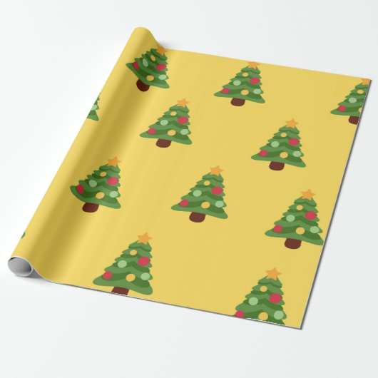 Geel kerstpapier cadeaupapier (Uitgerold)