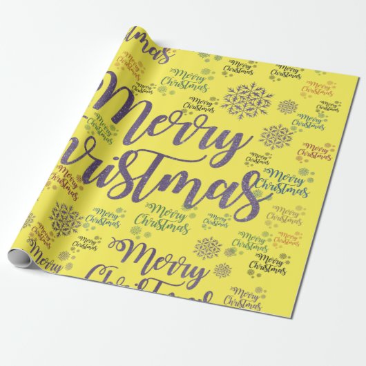 Geel kerstpapier voor fijne kerstwrapping cadeaupapier (Uitgerold)