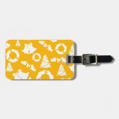 Geel kerstpatroon bagagelabel (Voorkant horizontaal)