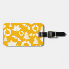 Geel kerstpatroon bagagelabel