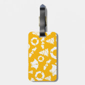 Geel kerstpatroon bagagelabel (Achterkant verticaal)