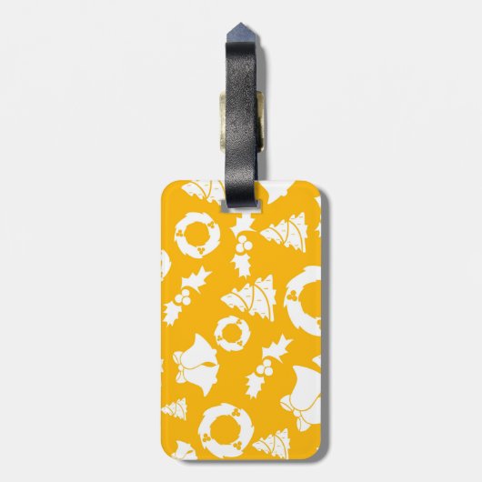 Geel kerstpatroon bagagelabel (Achterkant verticaal)