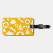 Geel kerstpatroon bagagelabel (Achterkant horizontaal)