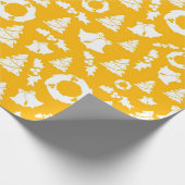Geel kerstpatroon cadeaupapier (Hoek)
