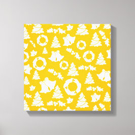 Geel kerstpatroon canvas afdruk