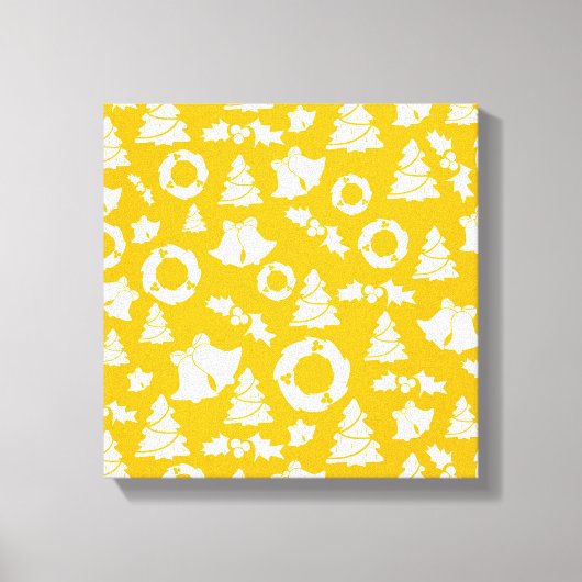 Geel kerstpatroon canvas afdruk (Voorkant)