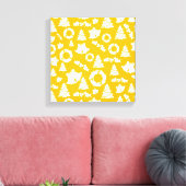 Geel kerstpatroon canvas afdruk (Insitu (Woonkamer))