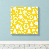 Geel kerstpatroon canvas afdruk (Insitu (Houten vloer))