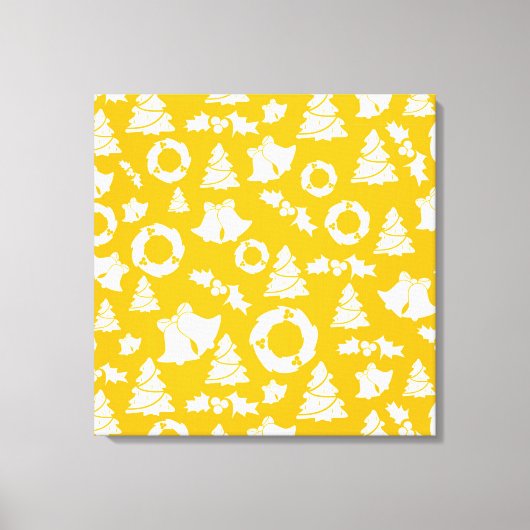 Geel kerstpatroon canvas afdruk (Voorkant)
