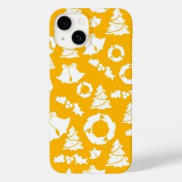 Geel kerstpatroon Case-Mate iPhone 14 hoesje
