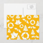 Geel kerstpatroon feestdagenkaart (Voorkant / Achterkant)