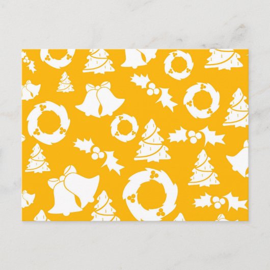 Geel kerstpatroon feestdagenkaart (Voorkant)