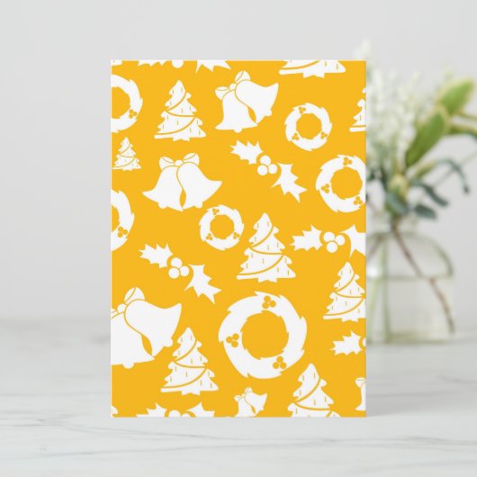 Geel kerstpatroon feestdagenkaart (Staand voorkant)
