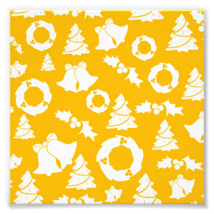 Geel kerstpatroon foto afdruk