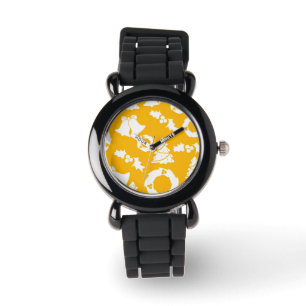 Geel kerstpatroon horloge