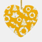 Geel kerstpatroon keramisch ornament (Voorkant)