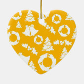 Geel kerstpatroon keramisch ornament (Achterkant)