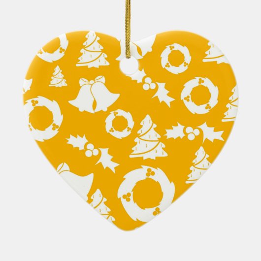 Geel kerstpatroon keramisch ornament (Achterkant)