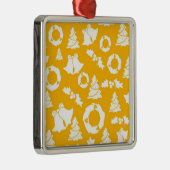 Geel kerstpatroon metalen ornament (Rechts)