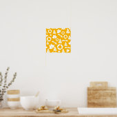 Geel kerstpatroon poster (Keuken)