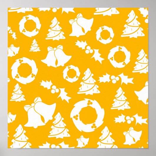 Geel kerstpatroon poster (Voorkant)