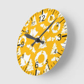 Geel kerstpatroon ronde klok (Hoek)