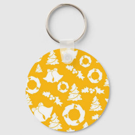 Geel kerstpatroon sleutelhanger