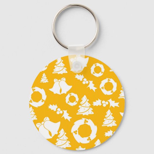 Geel kerstpatroon sleutelhanger (Voorkant)
