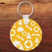 Geel kerstpatroon sleutelhanger (Voorkant)
