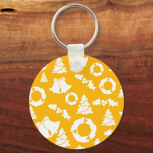 Geel kerstpatroon sleutelhanger (Voorkant)