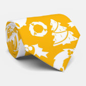Geel kerstpatroon stropdas (Opgerold)