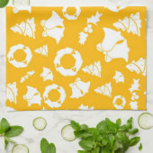 Geel kerstpatroon theedoek (Gevouwen)