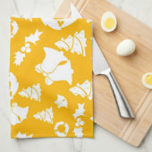 Geel kerstpatroon theedoek (Quarter Fold)