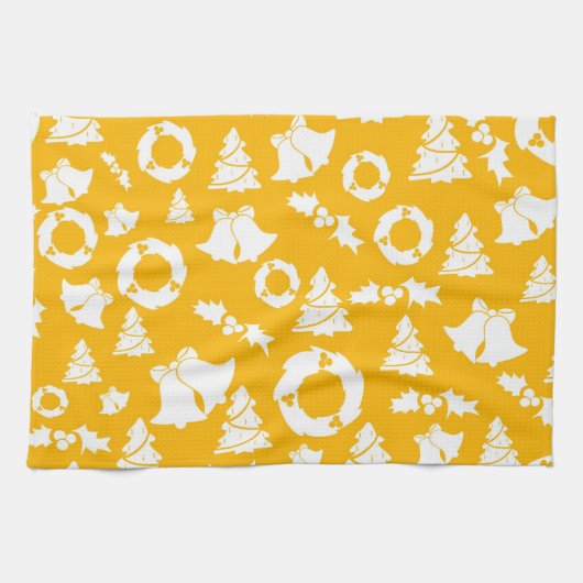 Geel kerstpatroon theedoek (Horizontaal)