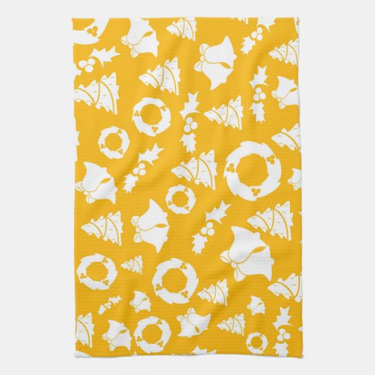 Geel kerstpatroon theedoek (Verticaal)