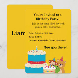 Geel kinders verjaardagskaartje – Leuk Ki