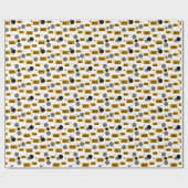 Geel "Klasse" Label en Stippen flesje Cadeaupapier (Vlak)