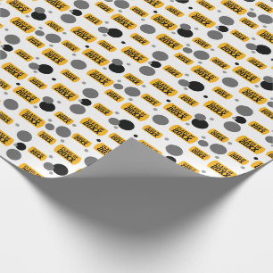 Geel "Klasse" Label en Stippen flesje Cadeaupapier