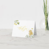 Geel klein chick Baby shower dank u kaart (Voorkant)