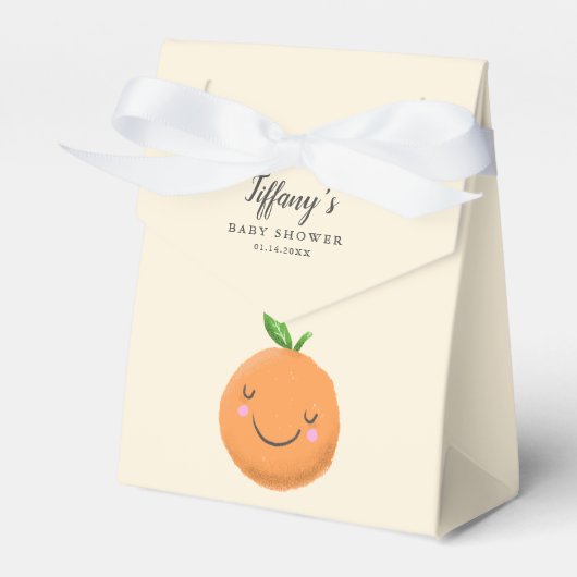 Geel klein cutie thema Baby shower Bedankdoosjes (Voorkant Zijde)