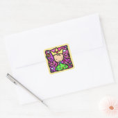 Geel klein meisje prinses gouden kroon hart vierkante sticker (Envelop)