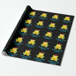 Geel klein monster verjaardag cadeau wrap cadeaupapier