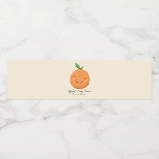 Geel Kleine Cutie Thema Sinaasappels Baby shower Waterfles Etiket (Enkel label)