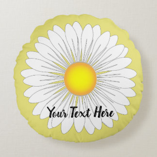Geel  kleine Daisy Print Rond Kussen