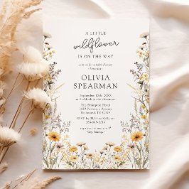 Geel Kleine Wilde Bloem Baby Shower Kaart