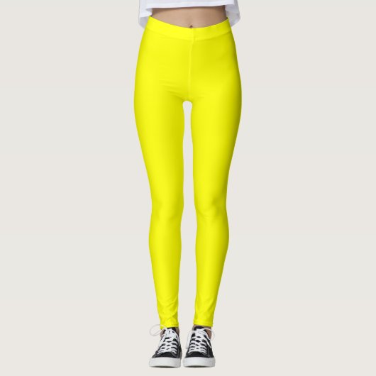 Geel Kleur Effen Vlak Leggings (Voorkant)