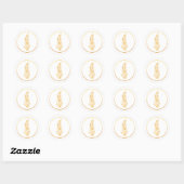 Geel Kleur Veer Tekening Ronde Sticker (Vel)